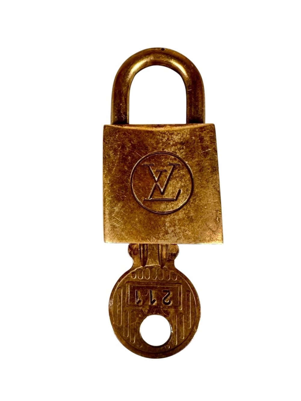 LOUIS VUITTON Brass Padlock + Key Set #211